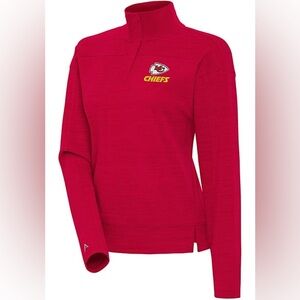 Antigua KC Chiefs Women's Red Long Sleeve Button Up Quarter Zip